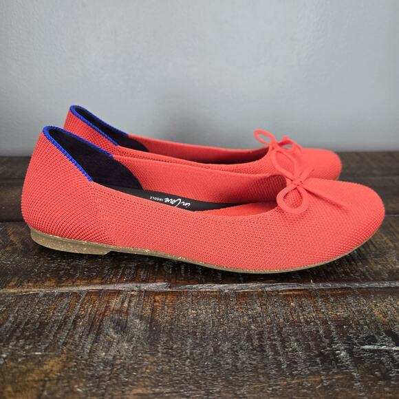 NEW Rothys The Ballet Flat Bow Womens 5 Flats Slip On Ballet Shoes Red - Picture 1 of 11